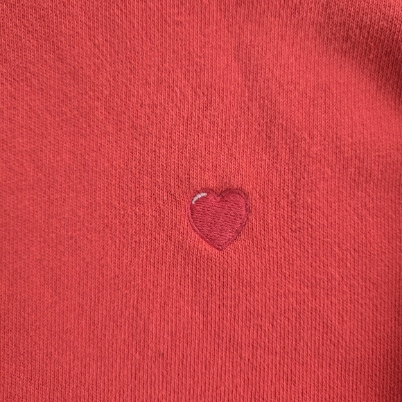 Aerie Pretty Coral Sweatshirt Oversized Medium Heart Distressed - Picture 5 of 6